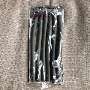 6 soft twist hair rollers in grey